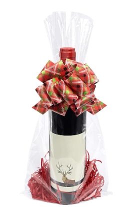 Coffret cadeau de vin Ruban tartan de Noël