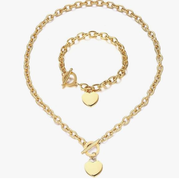 Ensemble collier et bracelet (stainless steel) – Saint-Valentin