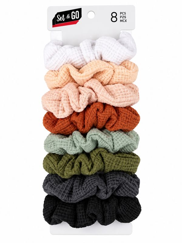 Lot de 8 chouchous texturés – Couleurs assorties