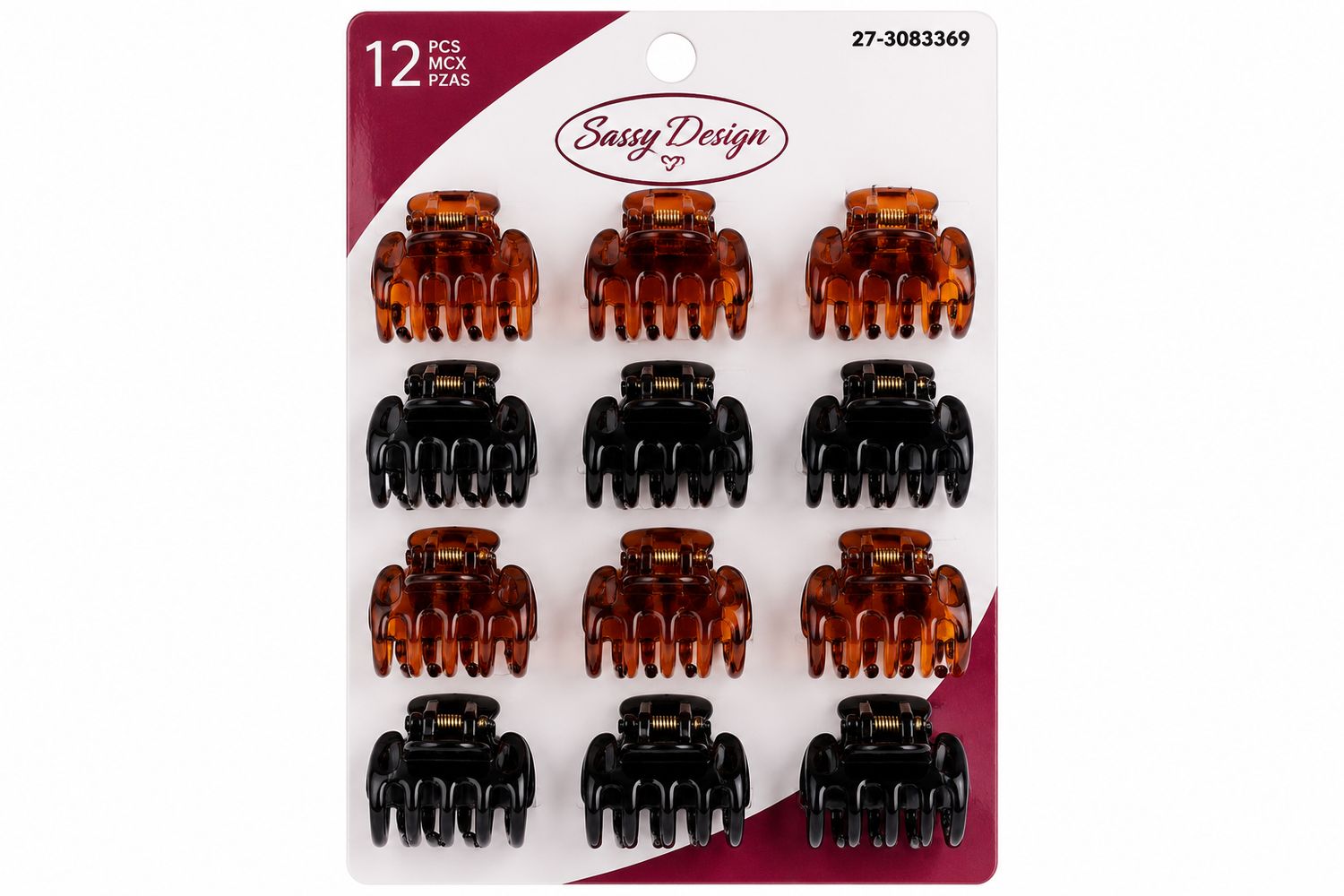 Lot de 12 pinces à cheveux – Noir &amp; Brun