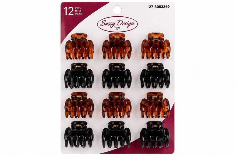 Lot de 12 pinces à cheveux – Noir &amp; Brun