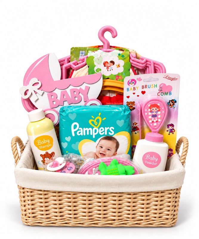 Tendresse bébé – Panier rose