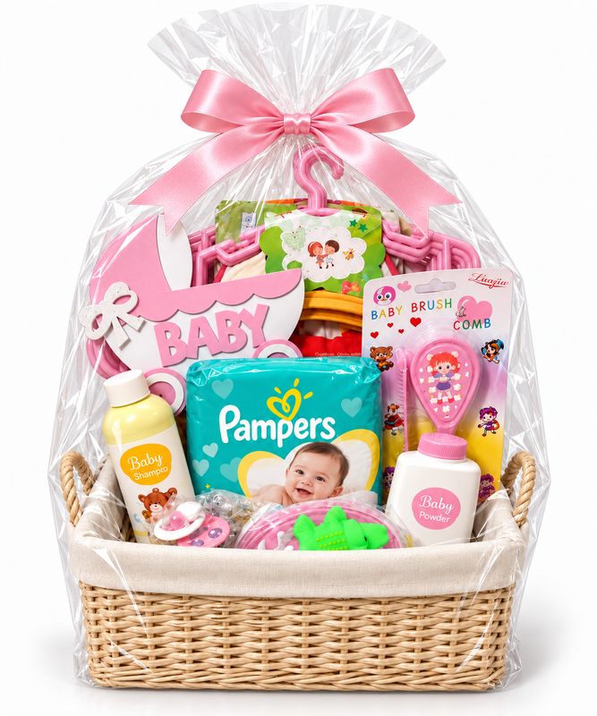Tendresse bébé – Panier rose