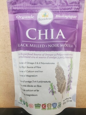 Ecoideas Organic Black Milled Chia Seeds - 150g