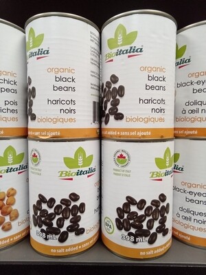 BioItalia Organic Black Beans - Whole - 398ml