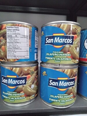 San Marcos pickled whole jalapeño Peppers 375ml