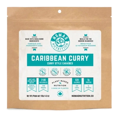 Caribbean Curry- Plant Bases Dehydrated Meal- GF - 56g - Nomad Meals