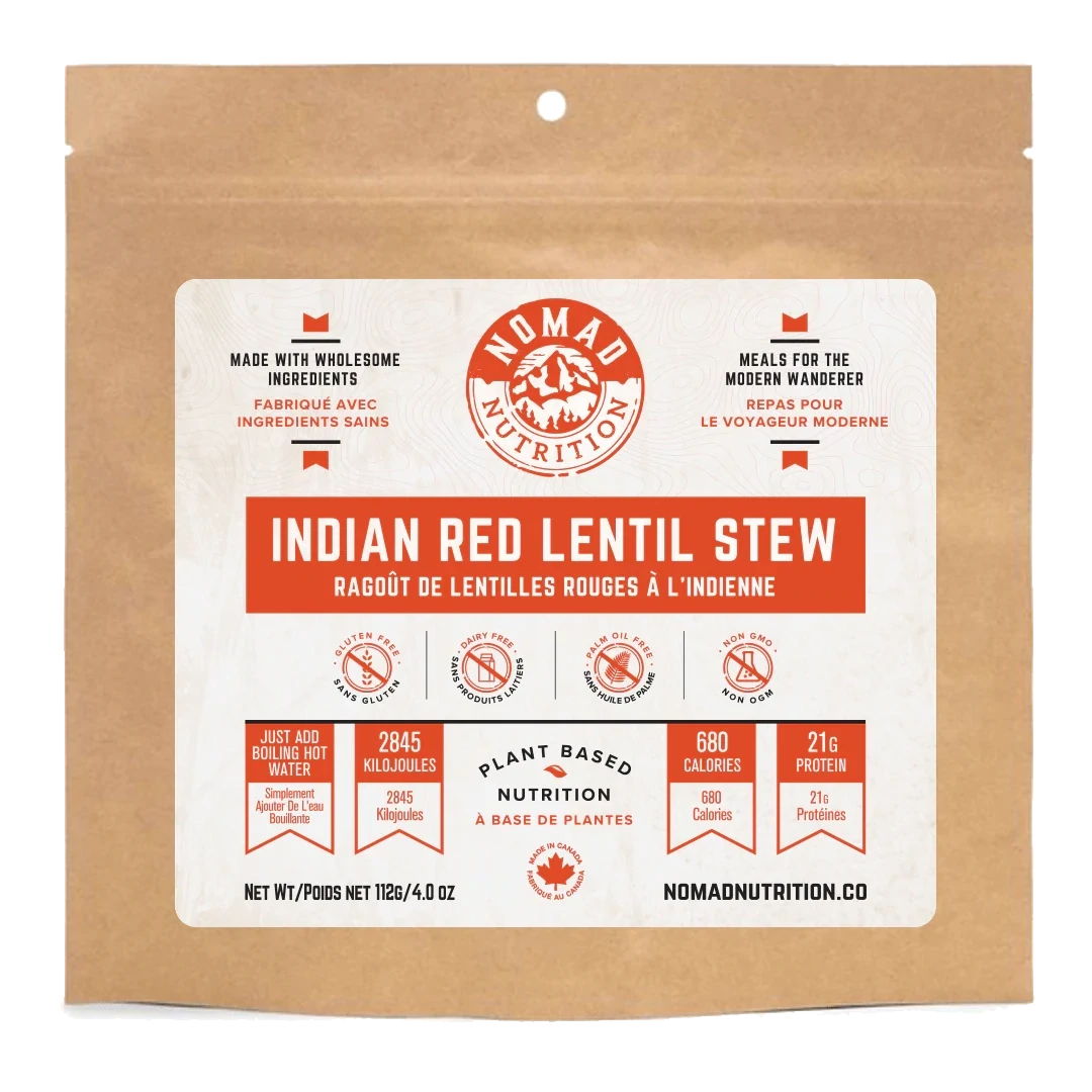 Indian Red Lentil Stew  - Plant Bases Dehydrated Meal- GF - 56g - Nomad Meals