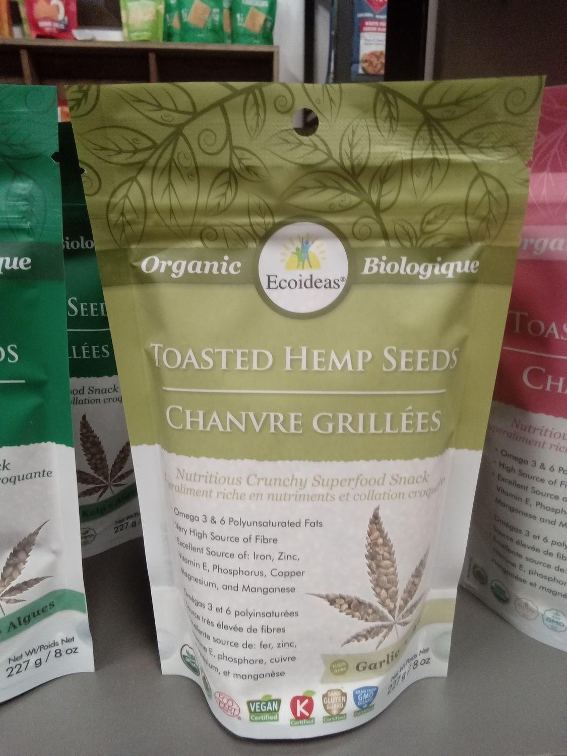 Organic Toasted Hemp Seed Hearts - Garlic - 227g