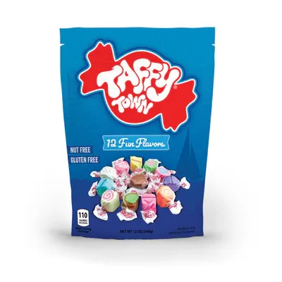 Taffy Town Assorted 12 Fun Flavor Pouch Bag - 12 oz