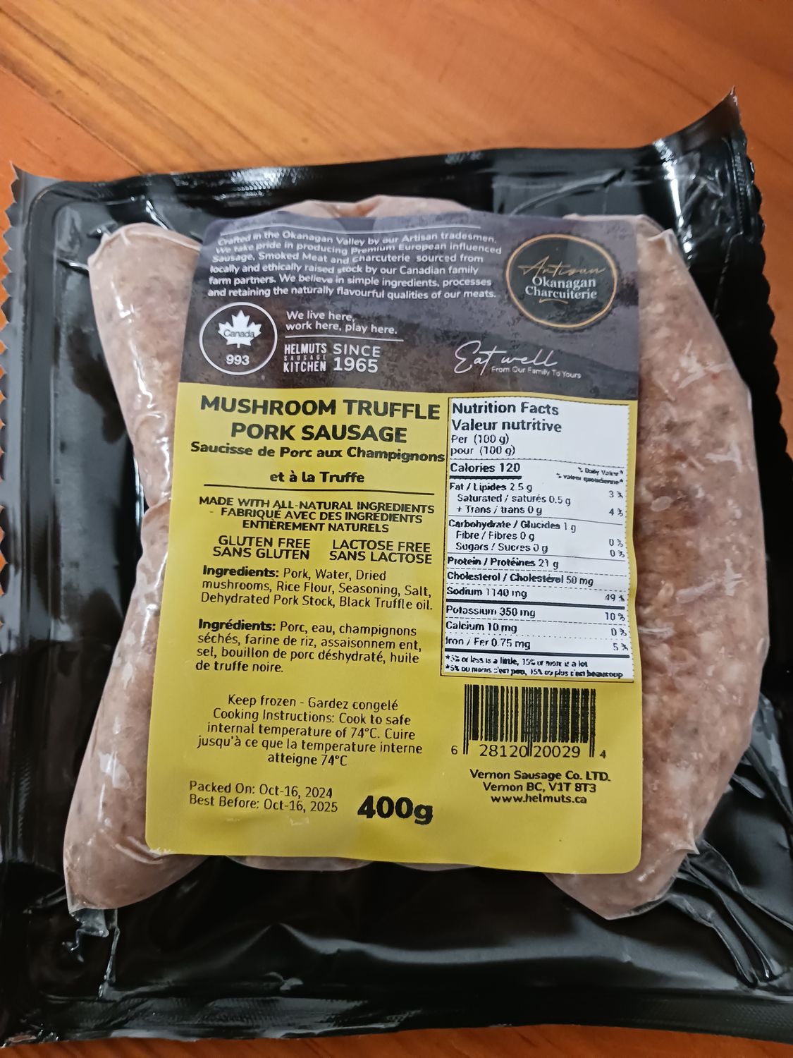 Helmut&#39;s -  Mushroom Truffle Pork Sausage - 400g