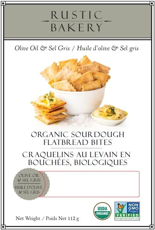 Rustic Bakery Sourdough Flatbread Bites - Olive Oil Sel Gris - 112 Grams