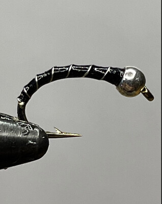 Black N Silver Chironomids. Fly Fishing Flies. Stillwaters Tungsten Beads. Set Of Three