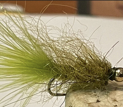 Olive Balanced Leech Fly Fishing Flies. Gold Tungsten Bead. Set Of Three