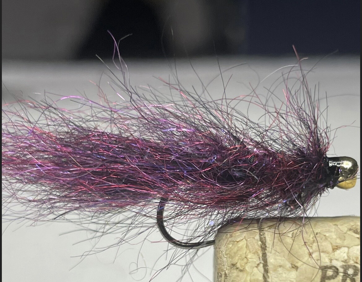 Black N Purple Balanced Leech Fly Fishing Flies. Set Of Three