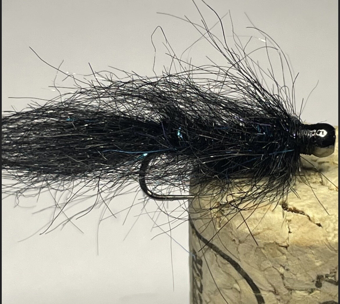 Bruiser Balanced Leech Fly Fishing Flies. Black Nickel Tungsten Bead. Set Of Three
