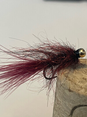 Black N Wine Balanced Leech Fly Fishing Flies. Gold Tungsten Bead. Set Of Three