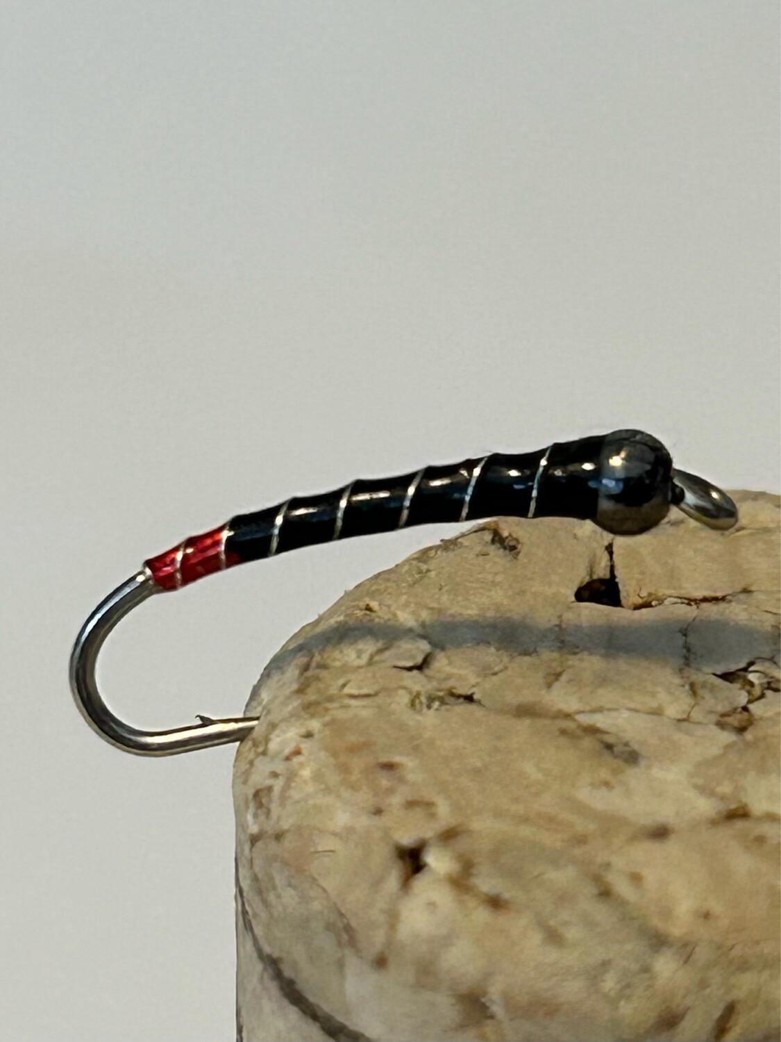 Red Butt Black Chironomids. Fly Fishing Flies. Stillwaters Tungsten Beads. Set Of Three Red Butt Black Chironomids. Fly Fishing Flies. Stillwaters Tungsten Beads. Set Of Three