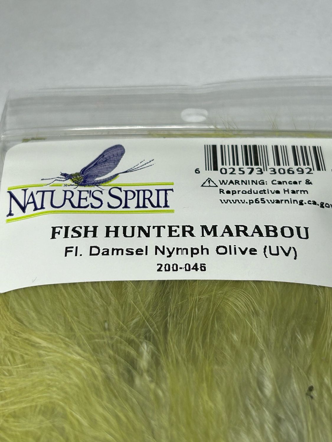 Fl. Damsel Nymph Olive U.V. Strung Marabou. 1/4 Ounce