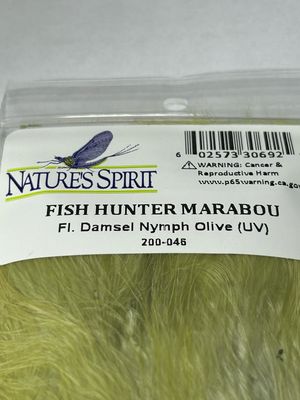 Fl. Damsel Nymph Olive U.V. Strung Marabou. 1/4 Ounce