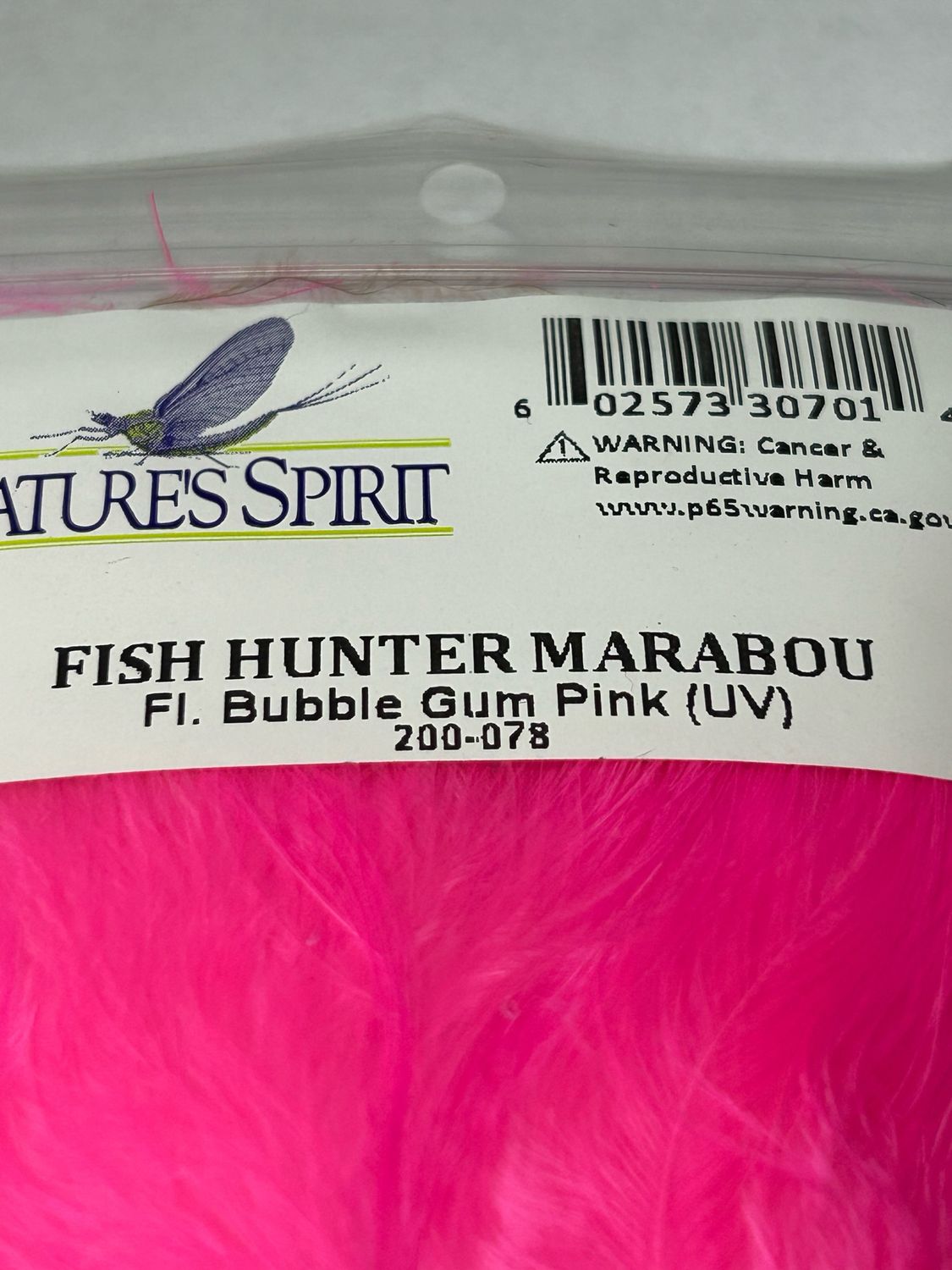Fl. Bubble Gum Pink U.V. Strung Marabou. 1/4 Ounce