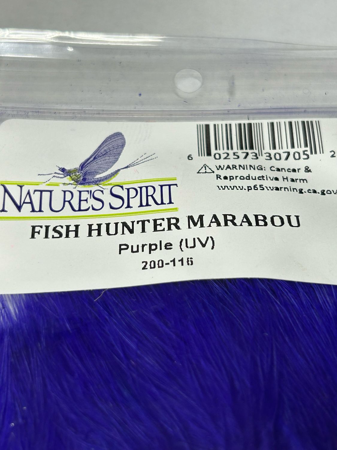 Purple U.V. Strung Marabou. 1/4 Ounce