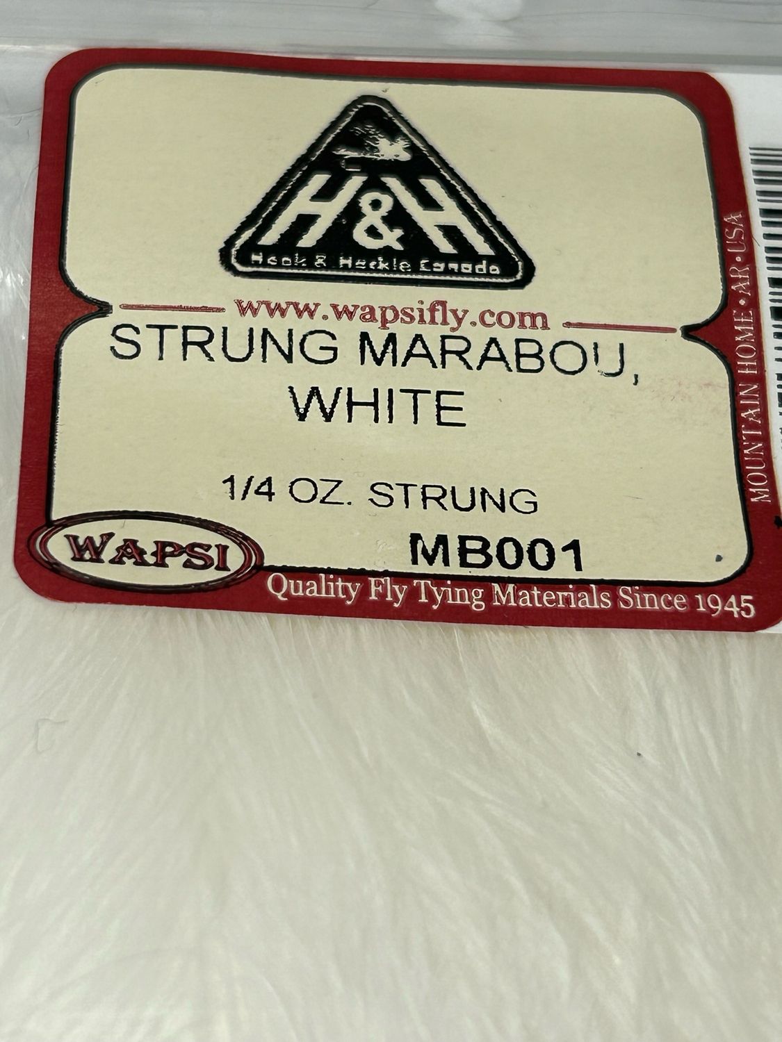 White Wapsi Strung Marabou 1/4 Ounce