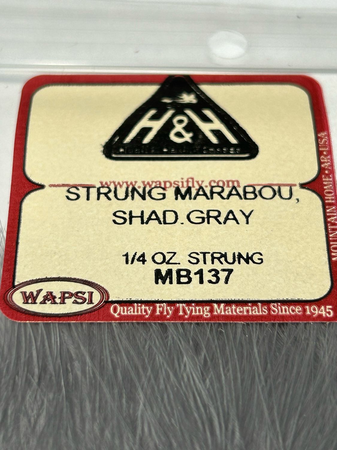 Shad Gray Wapsi Strung Marabou 1/4 Ounce