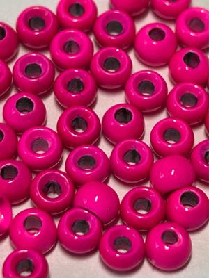 Flourescent Pink Tungsten Fly Tying Beads. 3.3mm / 1/8th. Package Of 20.