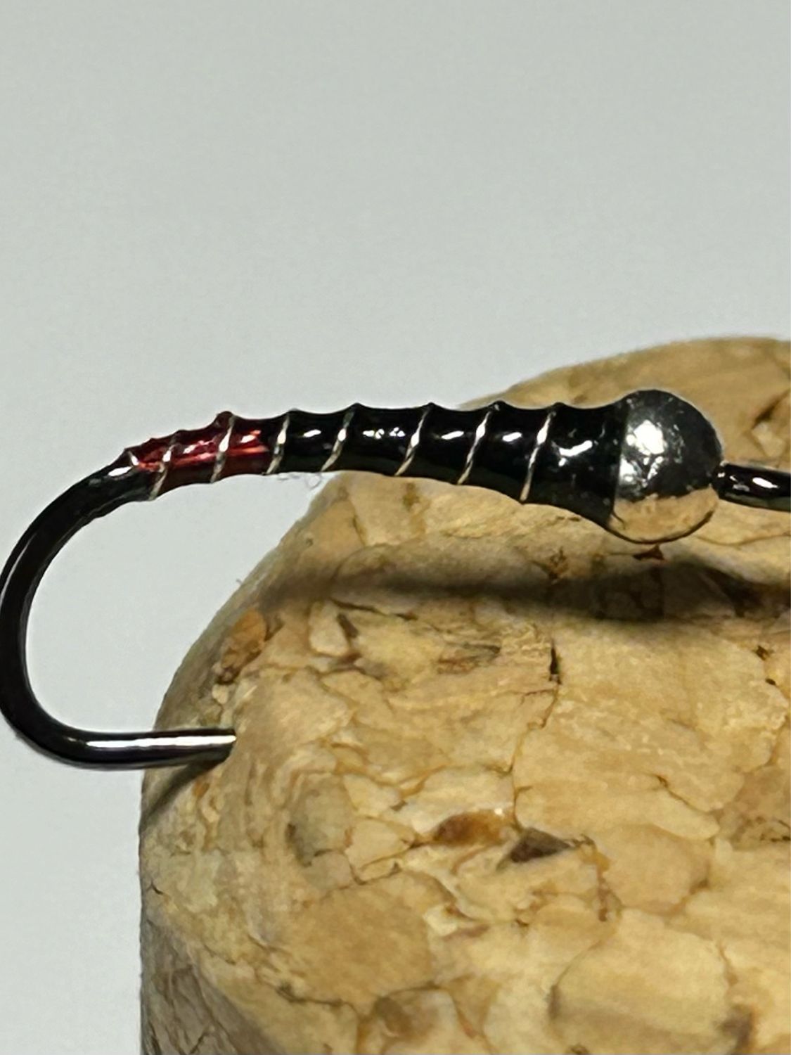 Red Butt Black Chironomid Fly Fishing Flies Tungsten Beads. Barbless Hooks. Set Of Three