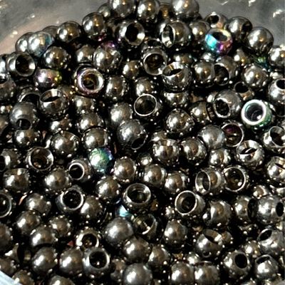 Black Nickel Brass Fly Tying Beads. 2.4mm. / 3/32nds . Pack Of 25.