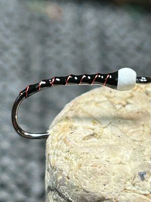 Black n Red Ice Cream Cone Chironomid Fly Fishing Flies Tungsten Beads. Barbless Hooks. Set Of Three