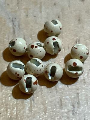 Mottled Oatmeal Slotted Tungsten Beads. 1/8th. Package Of 10. Fly Tying