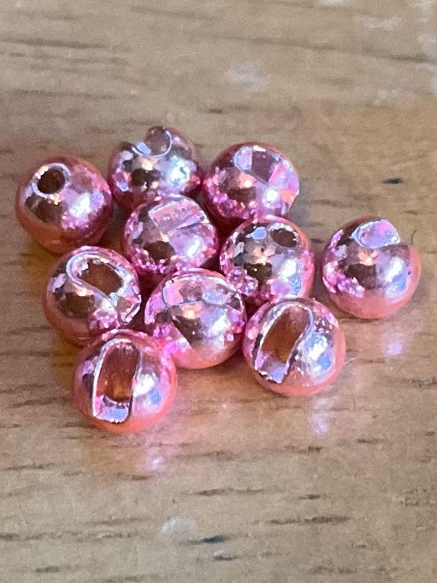 Metallic Pink Slotted Tungsten Beads. 1/8th. Package Of 10. Fly Tying