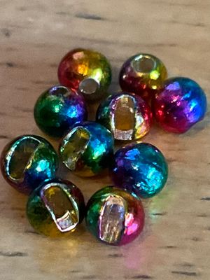 Rainbow Slotted Tungsten Beads. 1/8th. Package Of 10. Fly Tying