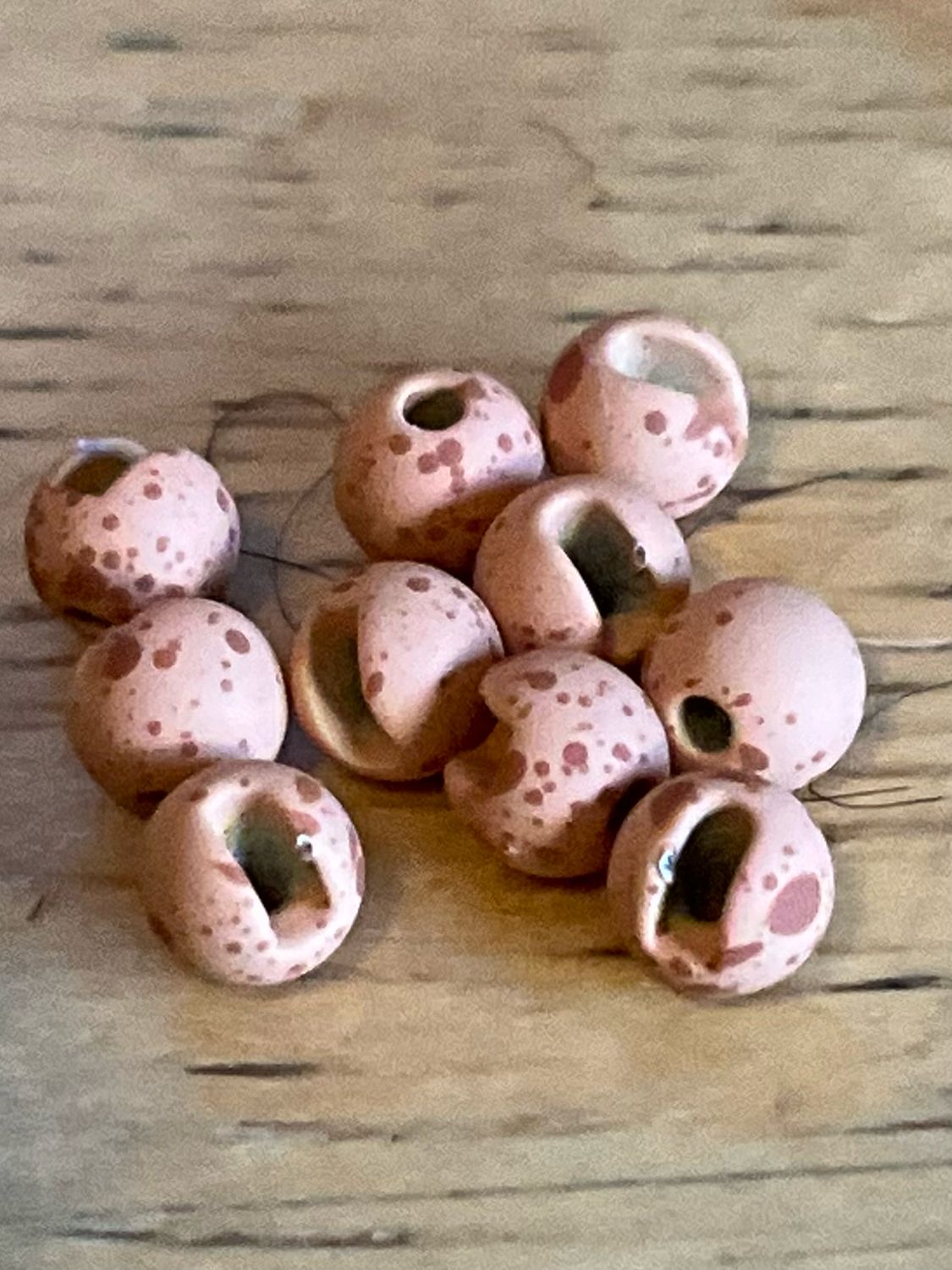 Mottled Autumn Slotted Tungsten Beads. 1/8th. Package Of 10. Fly Tying