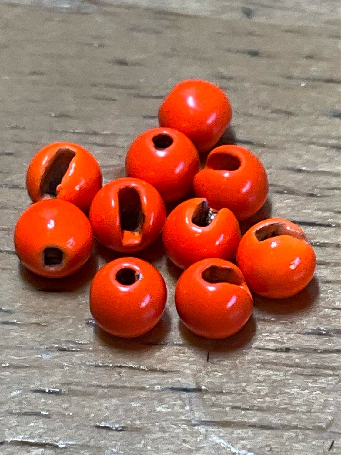 Hot Orange Slotted Tungsten Beads. 5/32nd. Package Of 10. Fly Tying