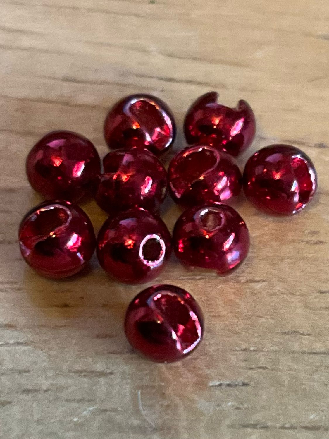 Red Slotted Tungsten Beads. 5/32nd. Package Of 10. Fly Tying