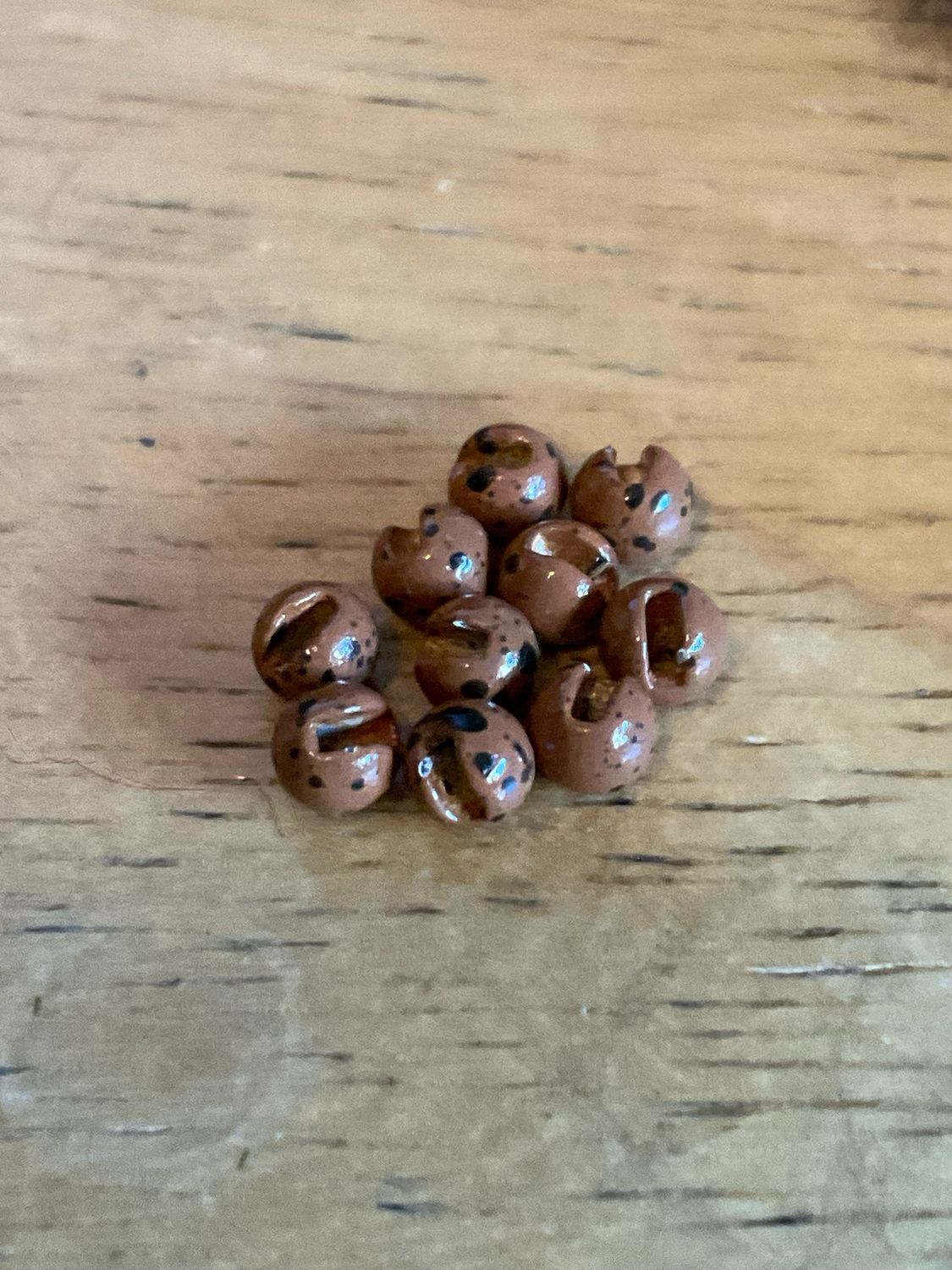 Mottled Brown Slotted Tungsten Beads. 5/32nd. Package Of 10. Fly Tying