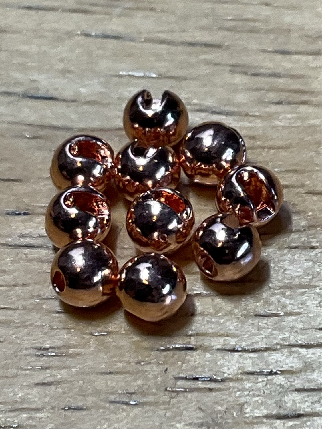 Copper Slotted Tungsten Beads. 5/32nd. Package Of 10. Fly Tying