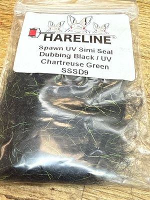 Hareline Spawn Simi Seal Dubbing Black / U.V. Chartreuse Green