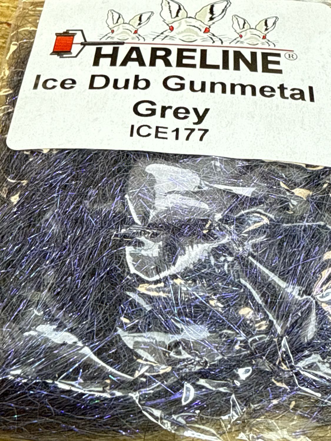Hareline Ice Dubbing. Gunmetal Grey