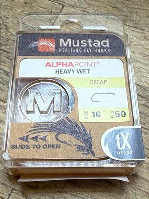 Mustad Alpha Point Heavy Wet / S80AP Size 16 / 50 Hooks Per Package.
