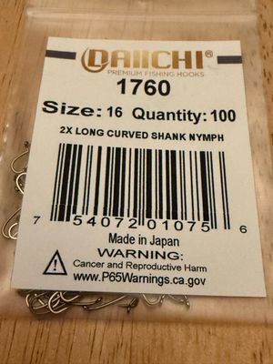 Daiichi 1760 Fly Tying Hooks Size 16/ Pack Of 100