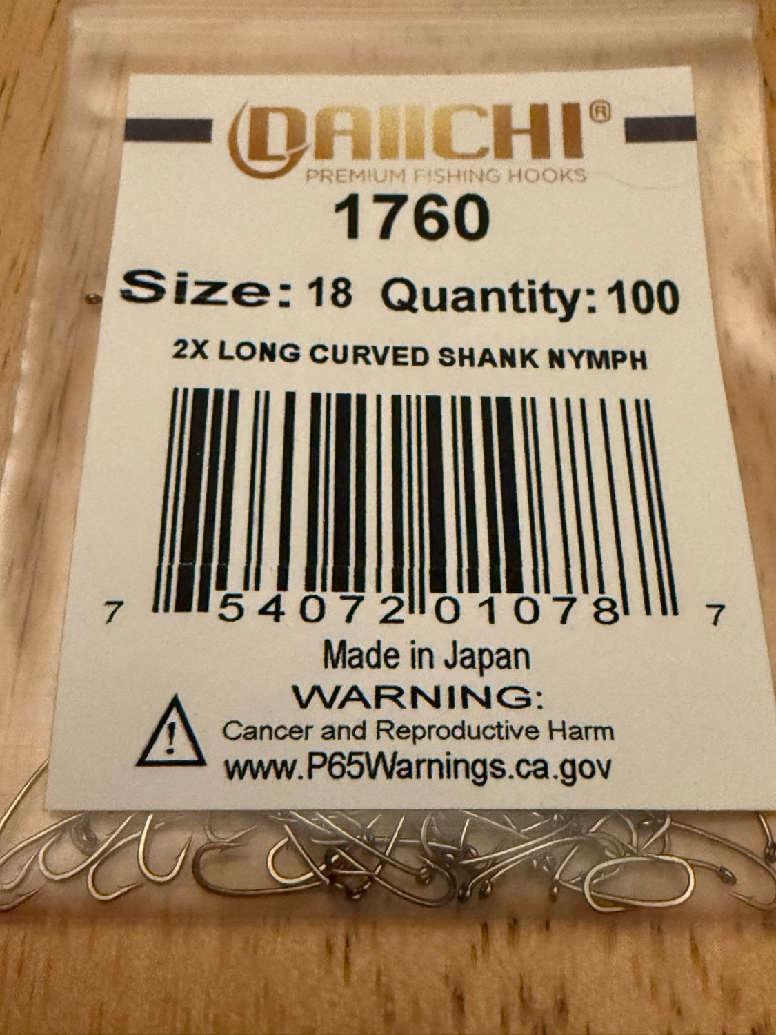 Daiichi 1760 Fly Tying Hooks Size 18/ Pack Of 100