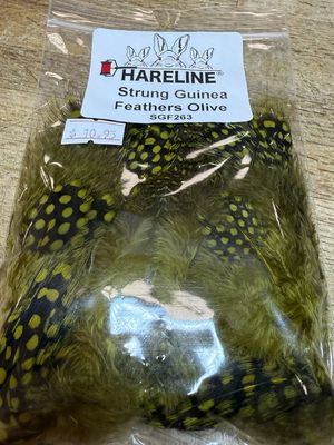 Hareline Strung Guinea Feathers Olive