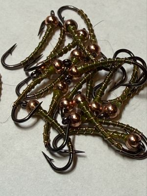 Light Olive n Copper Chironomids Fly Fishing Flies. Set Of Three. Stillwaters