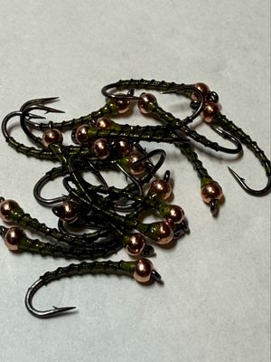Light Olive / Black Rib Chironomids Fly Fishing Flies. Set Of Three. Stillwaters