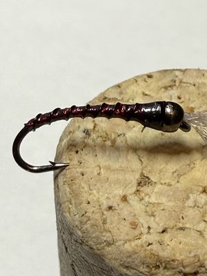 Wine -O -Mid Chironomid Fly Fishing Flies. Set Of Three. Stillwaters