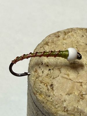 Light Olive / Red Rib Ice Cream Cone Chironomid Fly Fishing Flies. Set Of Three. Stillwaters